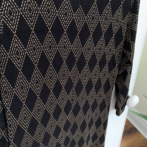 Black/Gold long maxi-style slip on stretch dress Med to Large - Picture 4 of 10